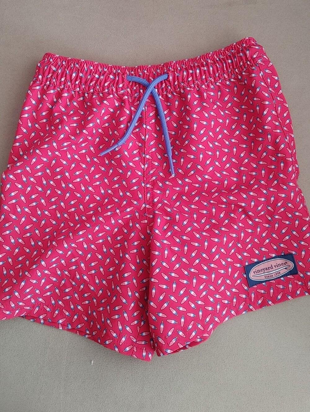 Vineyard Vines Boys' Printed Popsicles Red White and Blue Chappy Swim Trunks